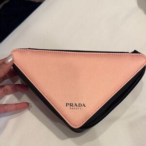 Prada Beauty Pink and Black Triangular Pouch
